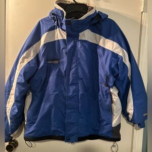 Columbia Blue and Cream Challenge Ski Jacket XL